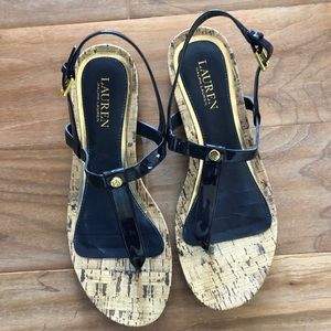 Navy Blue Patent Sandals